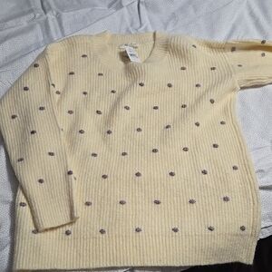 Women's Cream Sweater with Purple Accents